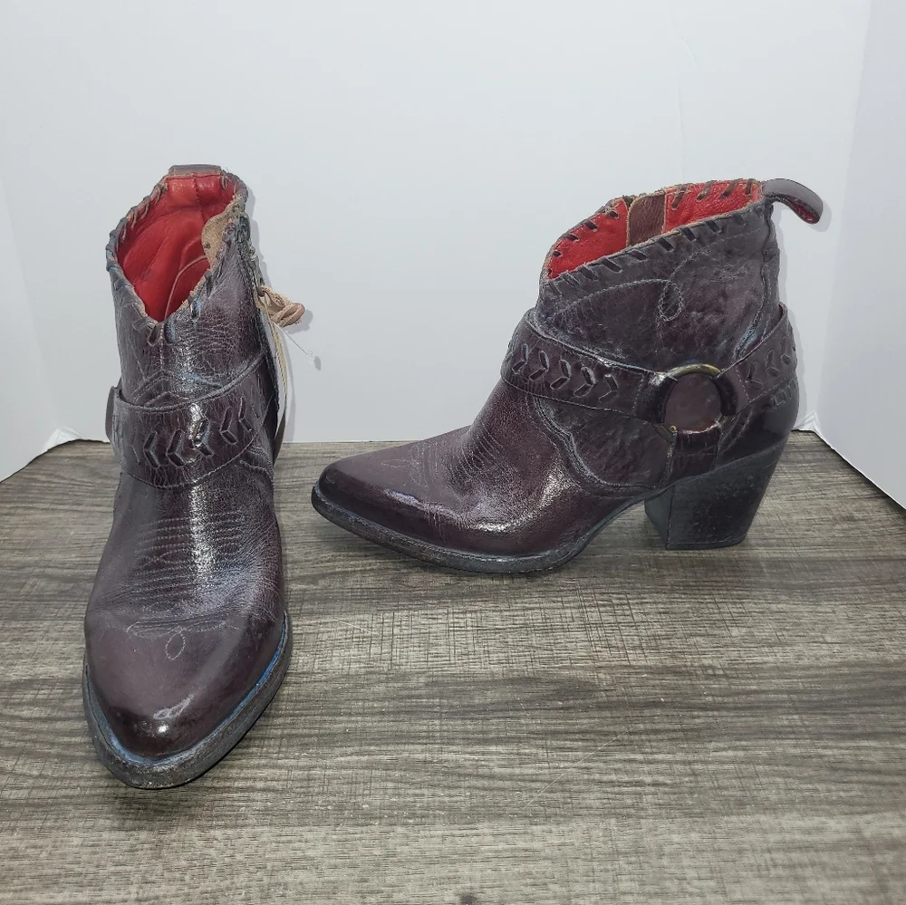 BED STU Tania Ankle Harness BOOTS Size 8.5 Leather Teak Rustic Western NEW